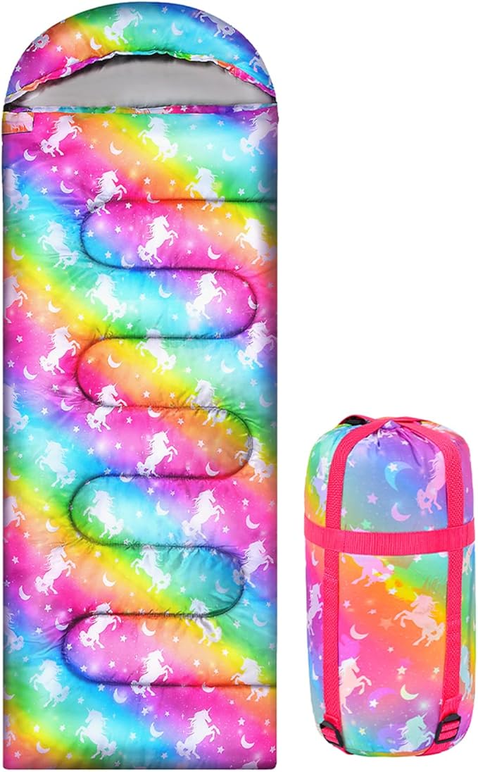 Camping Sleeping Bag for Kids Girls Boys,3 Season Warm Sleeping Bag Waterproof Portable for Outdoors Traveling,Camping