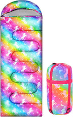 Camping Sleeping Bag for Kids Girls Boys,3 Season Warm Sleeping Bag Waterproof Portable for Outdoors Traveling,Camping