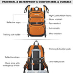 Seektop 40L Hiking Backpack Foldable Daypack for Women Men, Lightweight Travel Backpack Carry on Flight Approved Work Business Leisure Bag (Orange)