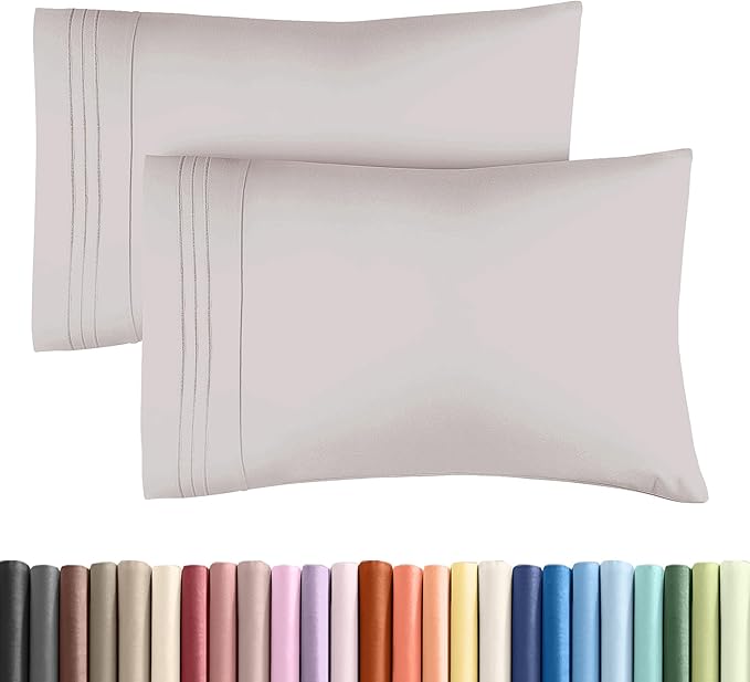Queen Pillow Cases Set of 2 - Ultra Soft Hotel Quality Pillowcase Covers - Comfy Cozy Bedding for Women, Men, Kids & Teens - Machine Washable Pillow Protectors - 2 Pieces Set - Queen Size Light Grey