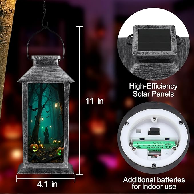 Halloween Decorations Outdoor,Halloween Hanging Decorations,Solar Lantern,Decor for Home Outside Porch Garden Yard Lawn Party Decorations（Witch Pumpkin Tree）