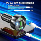 USB C Car Charger Adapter, PD 3.0 Charger, 5 USB QC 3.0 Car Phone Chager Fast Charging for iPhone 17, Galaxy S24 and Other USB Device. (2Pack)