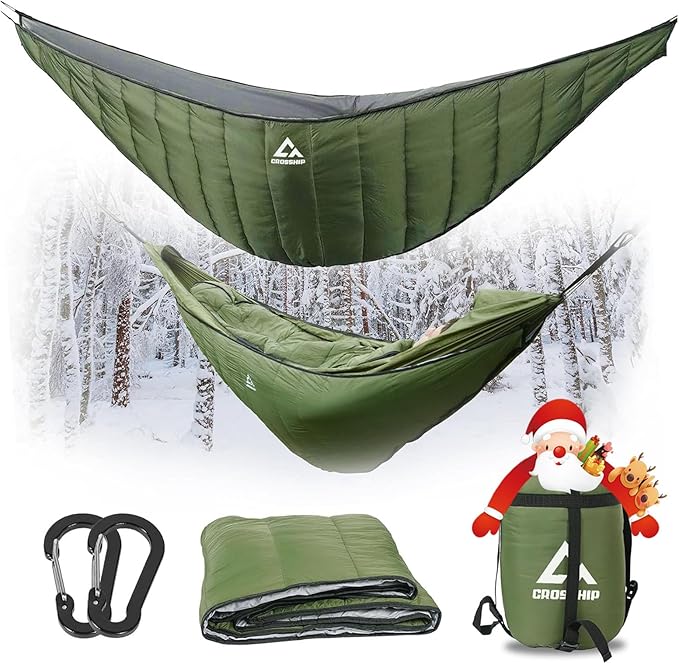 Hammock Underquilt for Camping Hammock, Full Length Camping Quilt for Lightweight Soft Warm 3-4 Seasons 41-68°F, Great for Hiking Backpacking Traveling Beach (Hold Up to 500lbs)