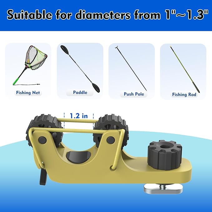 1006 2 PCS Adjustable Kayak Paddle Holder Track Mount Fits Various Shaft Diameters –Universal Rail Mount for Paddle, Fishing Rod, Net – Kayak Accessories for Fishing & Touring