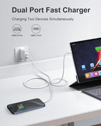 BLAVOR USB C Charger, 20W Dual Port USB Fast Wall Charger with Cable for iPhone, Galaxy, iPad and More