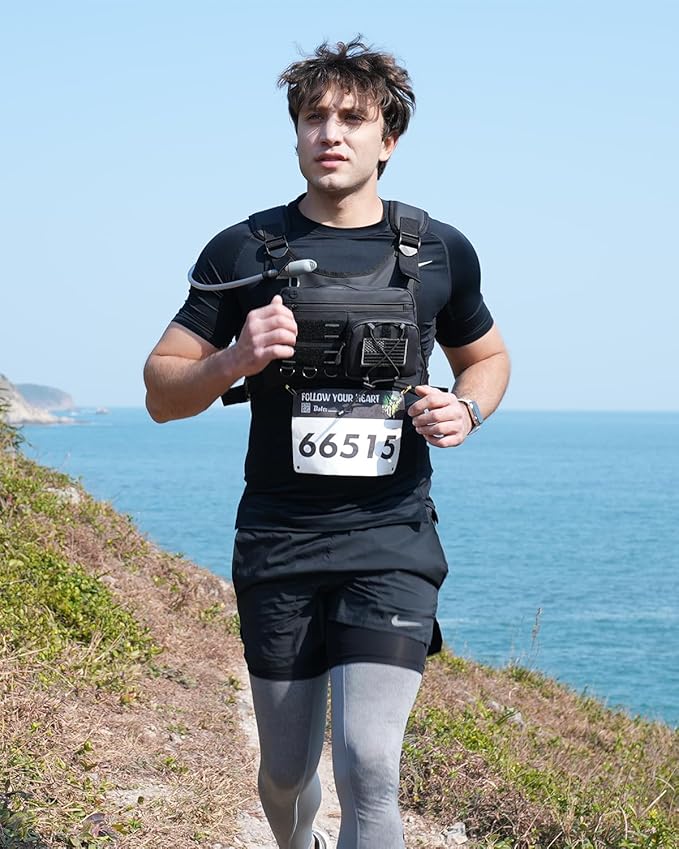 Running Vest with 2L Water Bladder, USA Original Patent, Lightweight Adjustable Chest Pack with Gear Holder, Reflective Running Hydration Vest for Women Men for Marathon