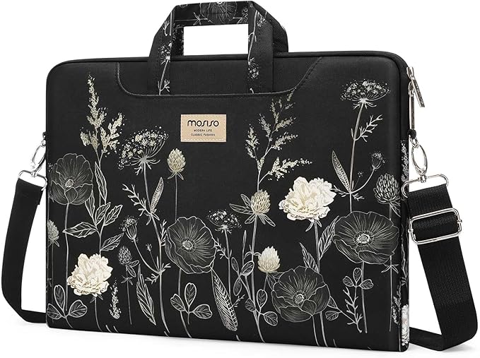 MOSISO Laptop Bag for Women 13.3 inch, 13-14 inch Computer Bag Compatible with MacBook Neo 13/ Air 13/13.6/ Pro 13/14, HP Dell Asus Notebook, Laptop Messenger Shoulder Sleeve with Strap, Retro Flower