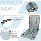 Folding Table 5FT Camping Table Portable Heavy Duty Plastic Rectangular Outdoor Dining Table Steel Legs Fold-in-Half with Carrying Handle for Indoor,Picnic,Party,Wedding,Events(Grey)