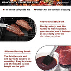 ROMANTICIST 20pcs Heavy Duty BBQ Grill Tool Set in Case - The Very Best Grill Gift for Father's Day and Christmas - Professional BBQ Accessories Set for Outdoor Cooking Camping Grilling Smoking