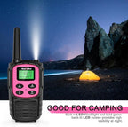 Walkie Talkies Long Range for Adult, MT10 Rechargeable Walkie Talkies FRS Two Way Radio, NOAA, 1200mAh Li-ion Battery USB-C Cable, LED Flashlight,VOX Walkie Talkie for Camping 2Pack (Pink)