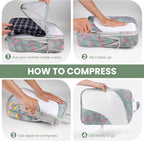 10 Set Compression Packing Cubes, Lightweight Travel Essentials, Stretchable Expandable Storage Bags, Compression Bags for Travel Accessories Luggage Storage Set (Green, 10 set)