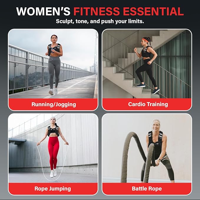 PowerPrime® Weighted Vest 11 lbs (5 kg) – Adjustable, Unisex Fitness Vest for Men & Women – Neoprene Material, Reflective Strips, Mesh Pocket – Ideal for Running, HIIT, and Strength Training