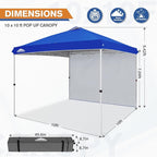 EAGLE PEAK Pop Up Canopy Tent with 1 Sidewall, Easy Setup Event Tent, Outdoor Sun Shade, Wheeled Carry Bag, Stakes and Guy Ropes, Instant Canopy 10x10, Blue