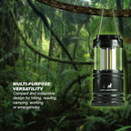 MalloMe LED Camping Lantern Flashlights 2 Pack & 4 Pack - Super Bright - 350 Lumen Portable Outdoor Lights (Black, Collapsible)