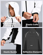 Men's Cycling Rain Jackets Waterproof Running Bike Windbreaker Lightweight Packable Hooded Jacket