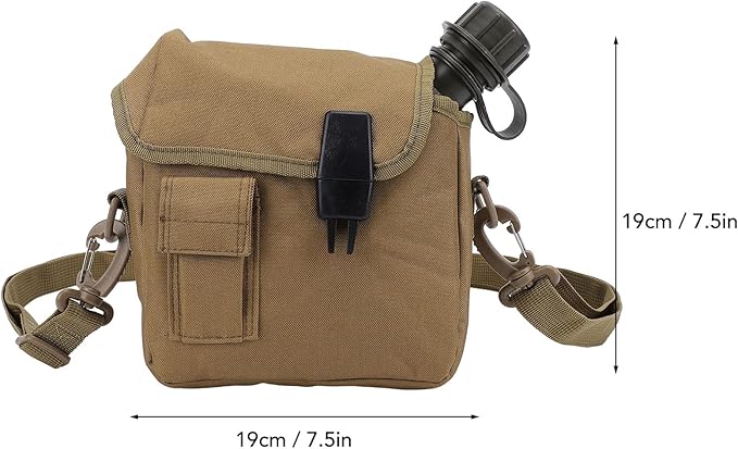 Outdoor Water Canteen, 1.5L Large Capacity Outdoor Water Bottle Handheld Portable Flat Camping with D Shaped Buckle & Adjustable Strap Buckle for Camping, Backpacking, Hiking