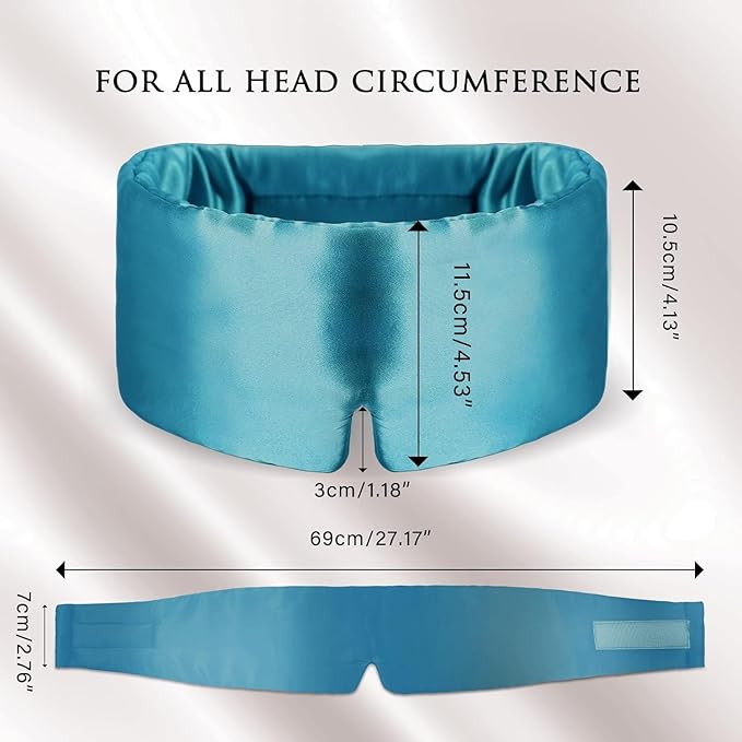 Mulberry Silk Sleep Mask – 100% Silk Sleep Masks for Women, Anti-Wrinkle, Light Blocking Eye Cover, Adjustable for Travel & Beauty (Blue)