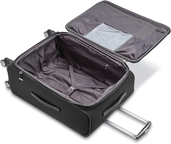 Samsonite Solyte DLX Softside Expandable Luggage with Spinner Wheels, Midnight Black, Checked-Medium 25-Inch