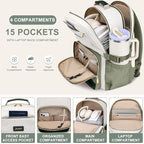 Focdod Laptop Backpack for Women Bookbag: 17 inch Work Backpacks with Pouch Pocket for Large Capacity Cup & USB Charger College Book Bag Travel Business Nurse Teacher Bookbags Anti-theft Back Pack