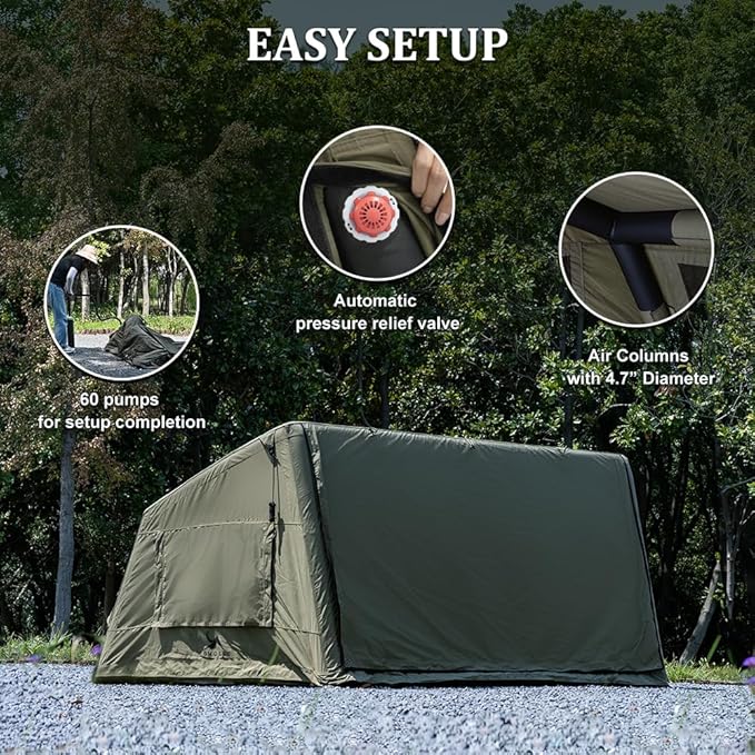 TOMOUNT Inflatable Canvas Tent with Pump,Easy Setup Blow Up Tent for Camping