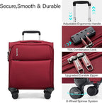 Hanke 16 Inch Underseat Carry On Luggage with Spinner Wheels Airline Approved, Small Rolling Suitcase Softside Underseater Lightweight TSA Travel Roller Suitcase Carry-On Bag(Burgundy)