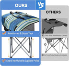 Folding Camping Chair with Reinforced Shade Canopy Comfortable Wide Seat with Cup Holder and Side Pocket Portable Outdoor Chair for Beach Fishing Sports Lawn Supports 350 LBS