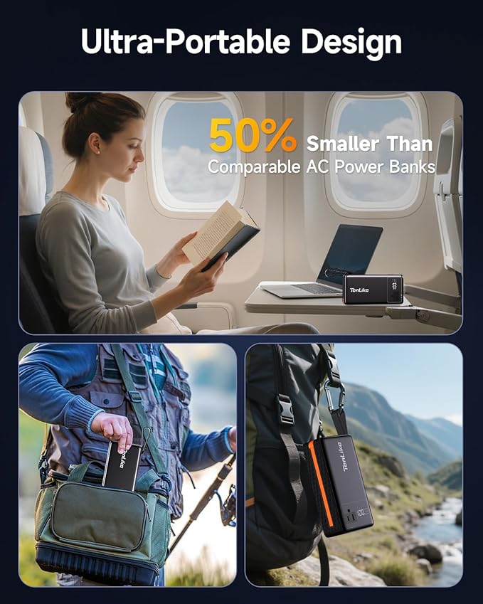 Portable Power Station 99.9Wh Power Bank for Camping Essentials Small Electric Mini Generator Large Lithium Battery with 110V AC Plug in Output 60W Type-C Laptop Home Backup Outdoor Emergency