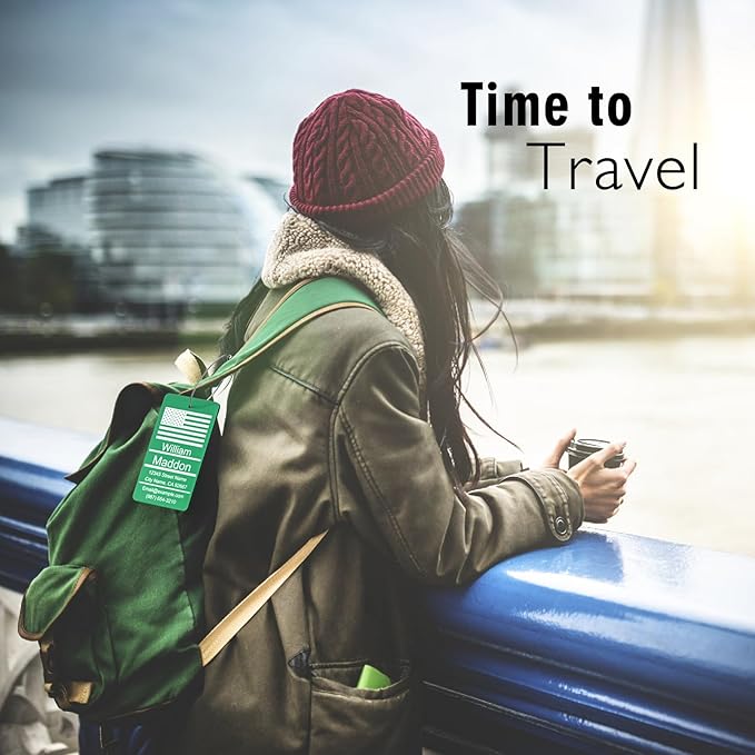 Luggage Tag for Suitcase - Personalized Engraved Metal Gold Tag for Cruise Travel - Custom Name Tags Suitable for Bags and Backpacks No Underline (2x3.5 inch)