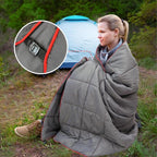Outdoor Puffy Camping Blanket, Lightweight Down Alternative Puffy Printed Camping Large Ultra Warm Hammock Top Quilt Waterproof Blanket for Traveling Picnic Beach Party Cold Weather (Gray)