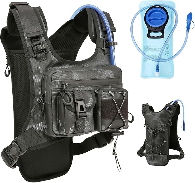 USA Original Patent Running Hydration Vest Backpack, Lightweight Chest Pack with 2.0L Water Bladder Bag Daypack for Hiking Running Cycling Race Marathon for Women Men