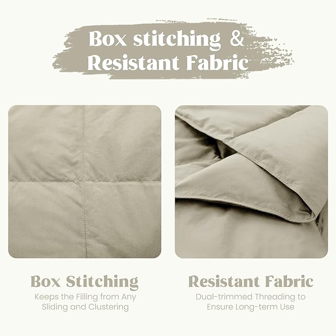 puredown® King Size Blanket for Bed, Ultra Soft Lightweight Down & Feather Fill, All Season Microfiber Blanket, Machine Washable, 88"X108", Beige