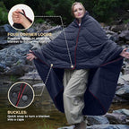 KingCamp Ultralight Camping Blanket, Packable Down Alternative Puffy Wearable Blankets Weatherproof Warm Package Quilt with Snap Buttons & Corner Loops for Outdoor Travel Stadium (69"L x 53"W, BLACK)