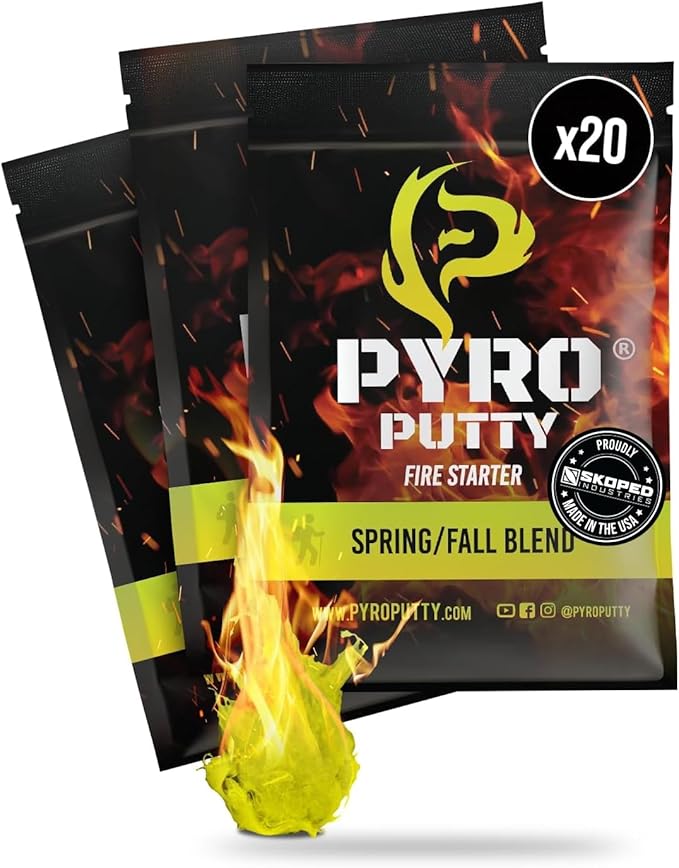Phone Skope Pyro Putty: Single Use Waterproof Survival Fire Starter, 20 or 50 ct Foil Packs, Easy Tear, Easy Ignite, Fire Starters for Campfires