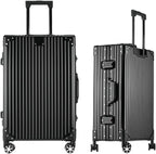 HotWay All Aluminum Carry On Luggage, 20 Inch Hard Shell Suitcase with Spinner Wheels and TSA Lock, Luggage for Business Travel (22x14x9 Airline Approved), Black