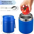 17oz Soup Thermo for Hot Food Kids,Insulated Food Jar with Spoon,Thermo Hot Food Lunch Container,Wide Mouth Leakproof Stainless Steel Lunch Box for School(Blue)
