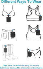 RFID-Blocking Travel Bra Wallet, Hidden Money Pouch with Adjustable Elastic Strap, Ideal Secret Pocket Protect Your Credit Cards Cash Valuables