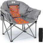LILYPELLE Oversized Heated Camping Chair, Patio Lounge Chairs with 3 Heat Levels, Portable Folding Heated Chair Round Moon Saucer Folding Lawn Chair Outdoor Chair for Camping, Lounge Patio