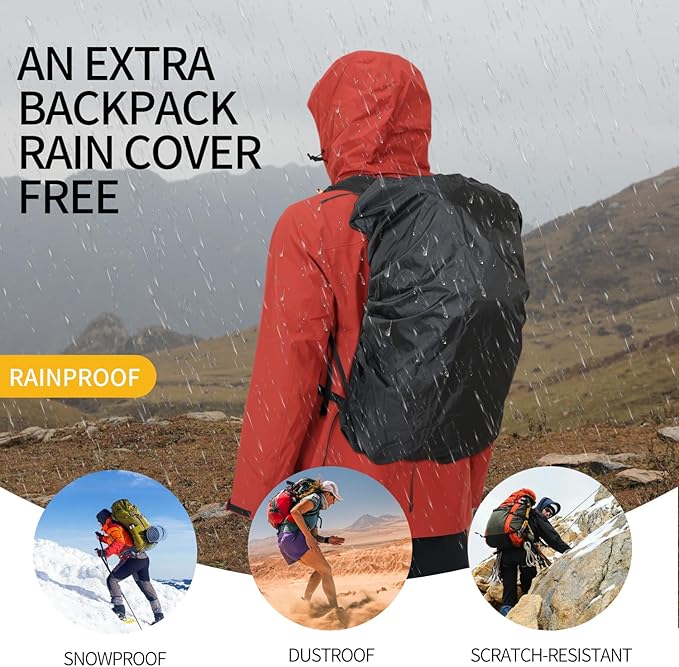 Hiking Backpack for Men and Women, 30L Waterproof Camping Backpack with 3L Water Bladder and Rain Cover, Lightweight Outdoor Sport Travel Daypack Rucksack for Climbing Cycling (Orange)