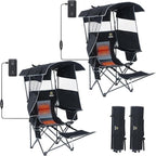 Nice C Chair with Canopy, Heated Camping Chair with Battery, Outdoor Sports Chairs with Shade, Heated Folding Umbrella Chairs, with Removable Footrest (2-Pack)