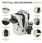 Lay Flat Carry on Travel Backpack, 30L Airline Approved, Fits 16" Laptop, USB-C & USB-A, Water Resistant, Beige
