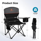ALPHA CAMP Camping Chair 2 Pack Portable Chair with 3-Can Cooler Folding Chair with Side Pocket and Cup Holder, Collapsible for Camping, Tailgates, Beach, Fishing and Sports,2PC