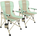 XGEAR Camping Chair with Padded Hard Armrest, Sturdy Folding Camp Chair with Cup Holder, Storage Pockets Carry Bag Included, Support to 400 lbs