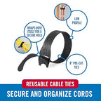VELCRO Brand 150pk Cable Ties Value Pack, 8in | Gifts for Tech Lovers | For Wire Management and Cord Organizer | Replace Zip Ties with Reusable Straps, Reduce Waste