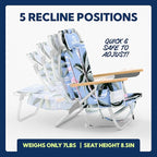 SUN NINJA Beach Chair – Folding Chair for Beach with 5 Reclining Positions, Cup & Phone Holder, Insulated Back Storage Pouch, Portable Lightweight Aluminum Frame - Flamingo 2pc