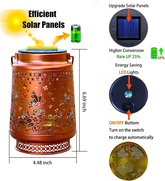 Butterfly Solar Lantern,Hanging Butterfly Solar Lights for Outside,Garden Decor Birthday Gifts for Grandma Women Mom Sister,Decorative for Yard Backyard Patio Deck Porch
