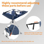 Oversized Hammock Camping Chairs, Folding Swing Chair with 1-Step Design, Swinging Hammock Chair with Adjustable Backrest, Lumbar Support & Headrest for Outdoor&Indoor, Support 400LBS, Blue