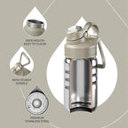 IDEUS Insulated Water Bottle 12oz, Stainless Steel Insulated Water Bottle For School, Insulated Bottles With Straws Leakproof, Vacuum Double Wall Water Bottles For Boys And Girls With 2 Lids, BPA Free