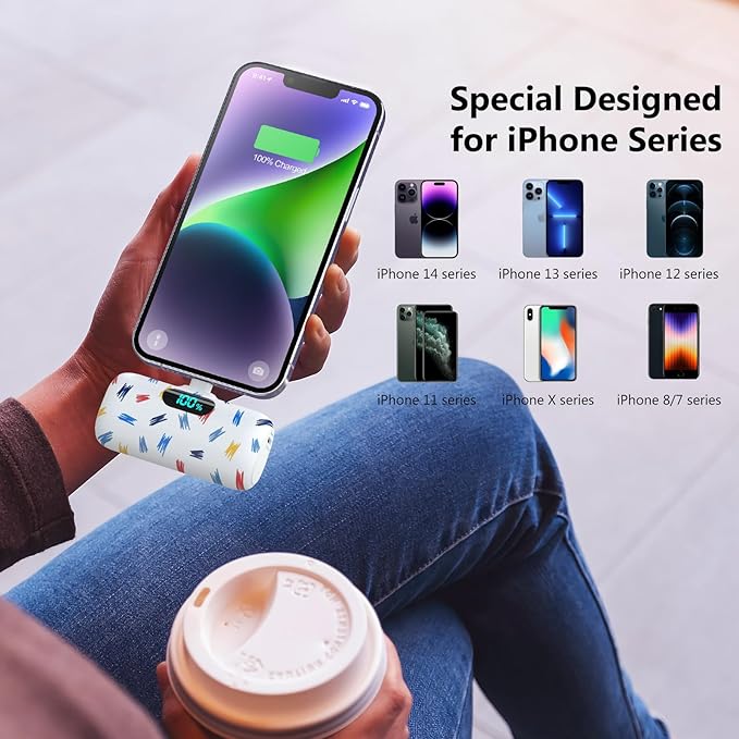 Small Portable Charger for iPhone 5000mAh, PD Fast Charging Power Bank,Mini Battery Pack Portable Phone Charger Travel Essentials for iPhone 14/14 Pro Max/13/13 Pro/12 Pro/11/XS/XR/X/8/7/6/SE Series