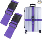 2Pcs Luggage Straps for Suitcase Travel Accessories TSA Approved, 80In Long Belts to Keep Your Suitcase Secure, Adjustable Bag Straps with Quick-Release Buckle for Travel Bag Closure, Purple