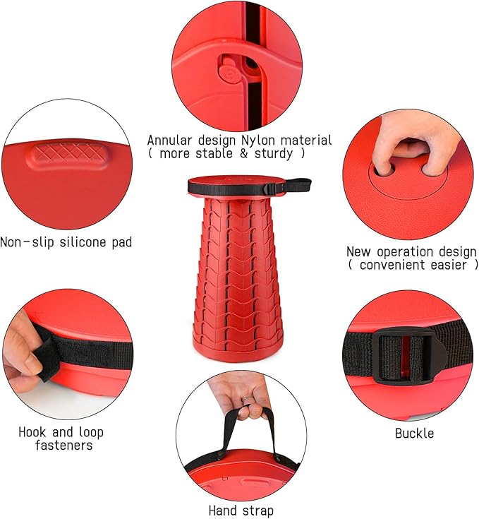 Portable & Lightweight Foldable Camping Chair for Adults, Heavy Duty Folding Stool with Adjustable Shoulder Strap, Perfect for Picnic, Beach, Backyard, and Sporting Events, Max Weight 400lbs